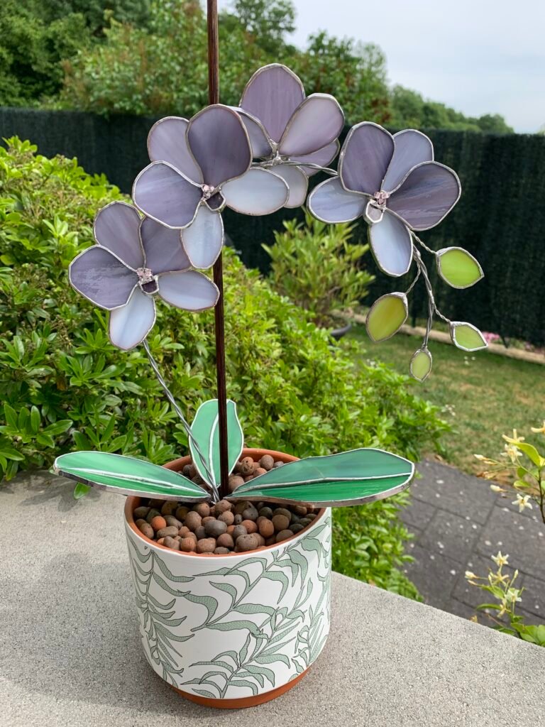 Orchidée en vitrail Tiffany